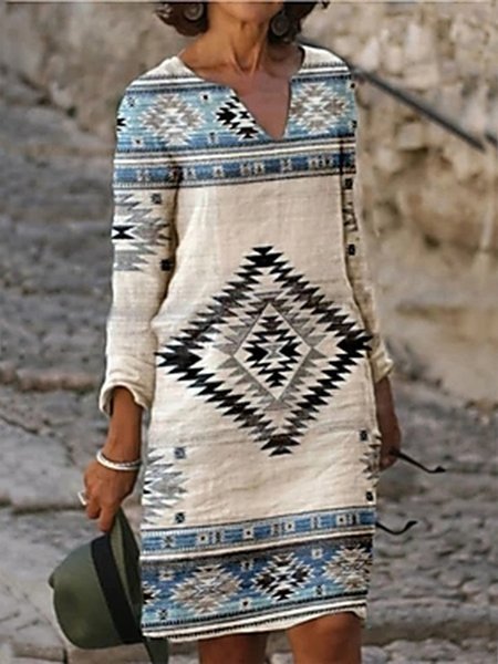 

Casual Ribbed Cotton Blends Dresses, As picture, Boho dresses