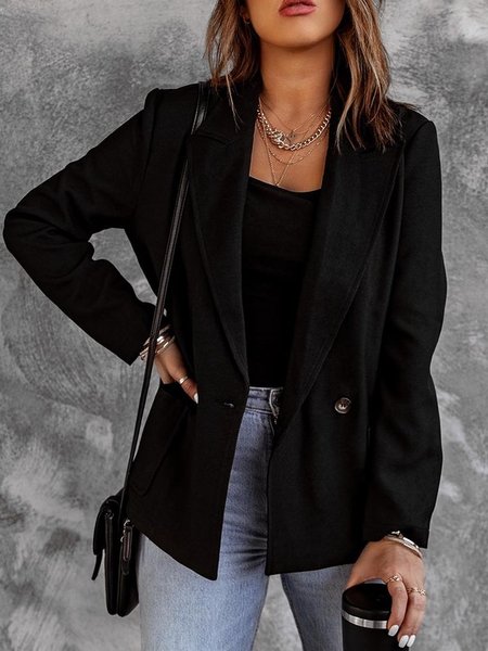 

Simple Regular Fit Outerwear, Black, Coats & Jackets