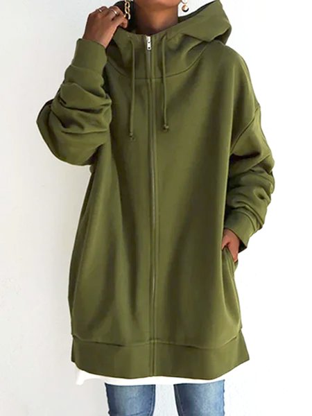 

Sports Long Sleeve Casual Outerwear, Green, Hoodies and Sweatshirts