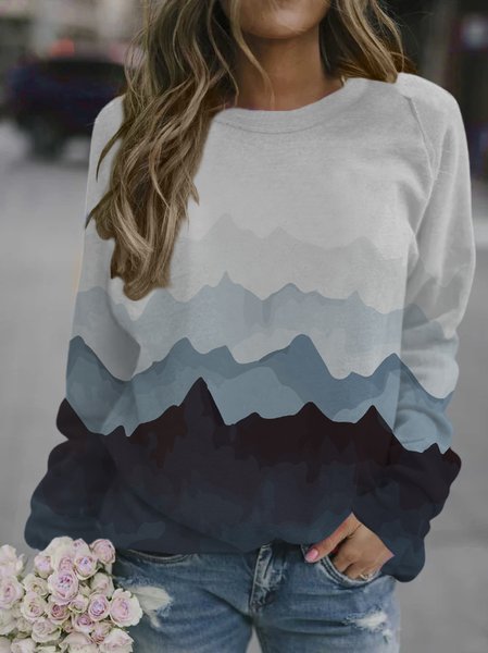 

Abstract Landscape Women's Casual Loosen Sweatshirt, As picture, Hoodies&Sweatshirts