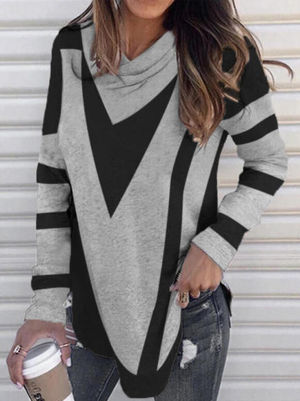

Cotton Blends Casual Geometric Shirts & Tops, Gray, Tops