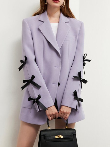 

Long sleeve Solid Lapel Regular Fit Outerwear, Purple, Blazers