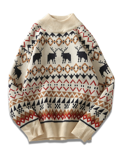 

Long Sleeve High Neck Sweater, Off white, Men's Sweater