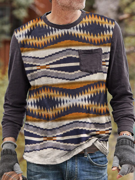 

Tribal Crew Neck Vacation Sweatshirt, Multicolor, Hoodies&Sweatshirts