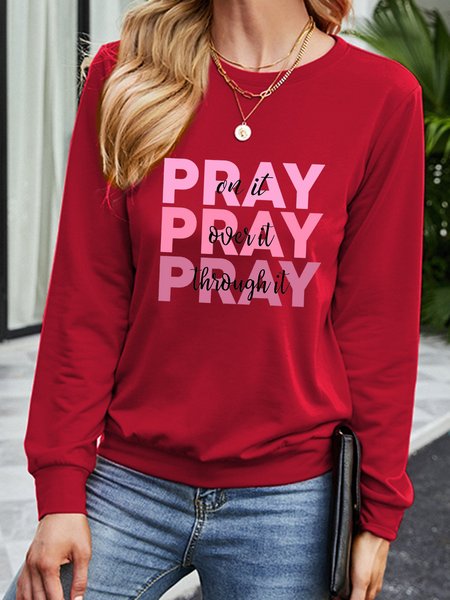 

Pray On It Pray Over It Regular Fit Sweatshirt, Red, Hoodies&Sweatshirts