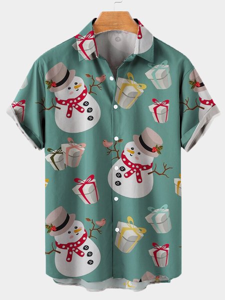 

Merry Christmas Santa Claus Retro Casual Men's Shirts, Green, Shirts