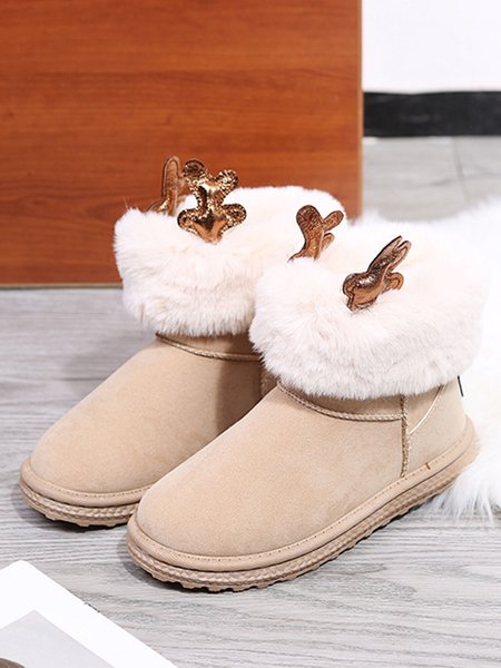 

Christmas Fur Antlers Snow Snow Boots, Off white, Boots