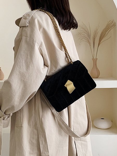 

Vintage Metallic Geometric Velvet Crossbody Bag, Black, Bags