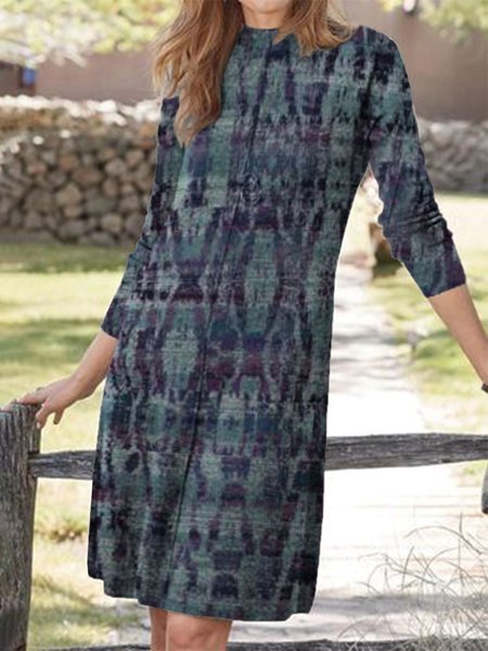 

Stand Collar Casual Loosen Dresses, Grey-blue, Mini Dresses