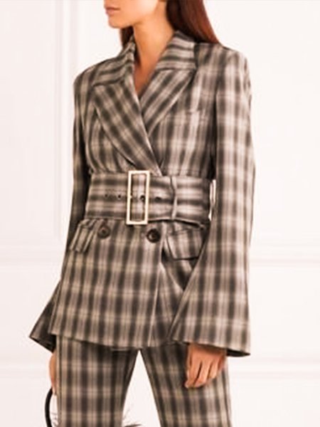 

Regular Fit Casual Checked/plaid Blazer, As picture, Blazers