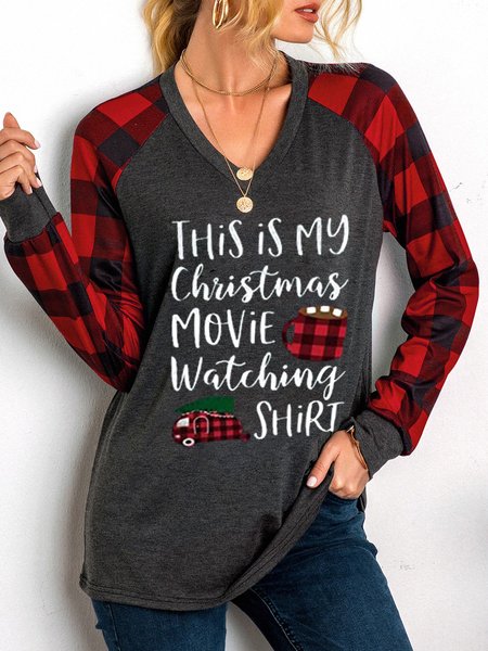 

Merry Christmas V Neck Casual Shirts & Tops, Red, Hoodies&Sweatshirts