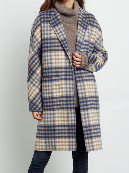 

Long sleeve Grid Regular fit Lapel Outerwear, Multicolor, Coats