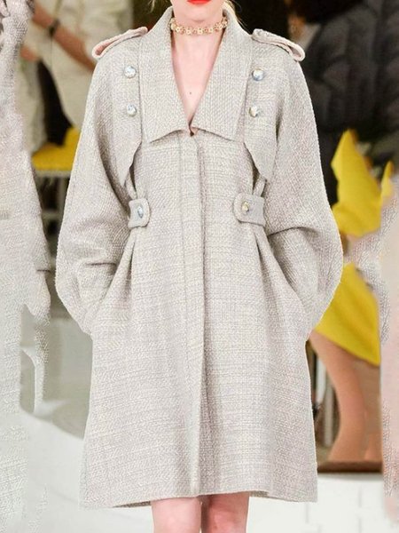 

Long Sleeve Elegant Regular Fit Outerwear, Apricot, Coats