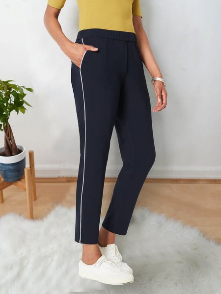 

Solid Regular Fit Pants, Black, Pants