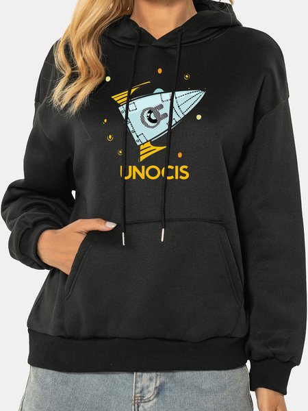 

Unocis Fun Rocket Print Hooded, Black, Hoodies