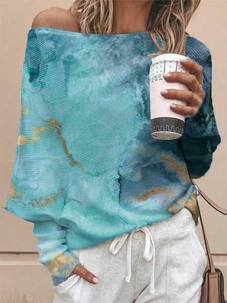

Boat Neck Casual Shirts & Tops, Blue, Tops