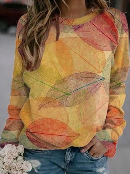 

Leaves Loosen Casual Sweatshirt, Multicolor, Sweatshirts & Hoodies