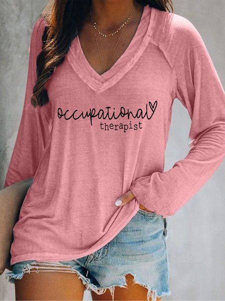 

Occupational Therapist Casual V Neck Sweatshirt, Pink, Hoodies&Sweatshirts
