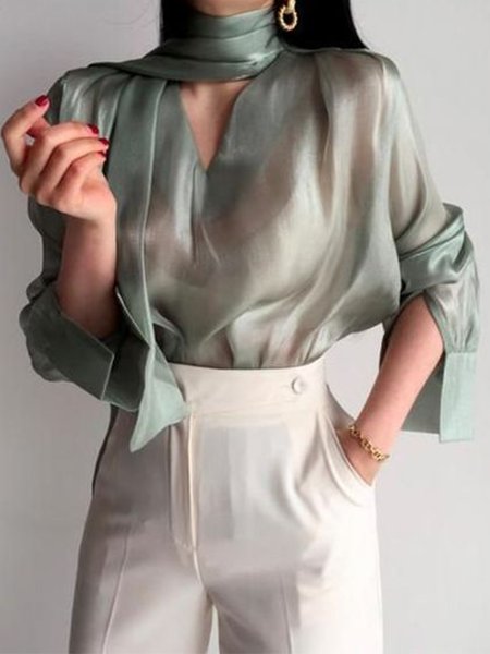 

Lady Solid Loosen Top, Mint, Blouses and Shirts