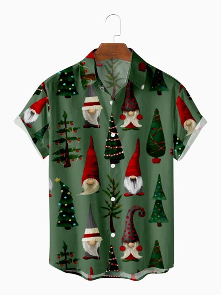 

Funny Christmas Elfs And Trees Men's Casual Shirts & Tops, As picture, Shirts