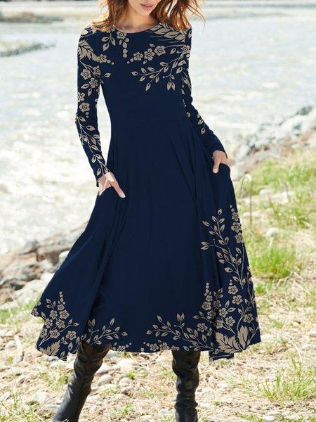 

Loosen Casual Dresses, Blue, Fall Dresses