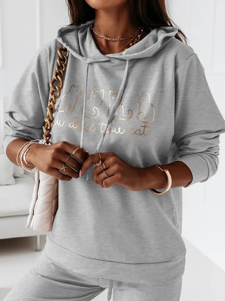 

Animal Casual Hooded Sweatshirt, Gray, Hoodies & Sweatshirts