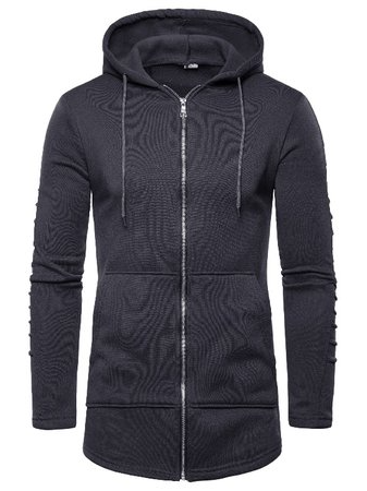 

Long Sleeve Sporty Hoodie Outerwear, Deep gray, Outerwear
