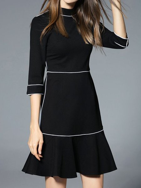 

Lady Skinny High Neck Solid Mini Dress, Black, Mini Dresses