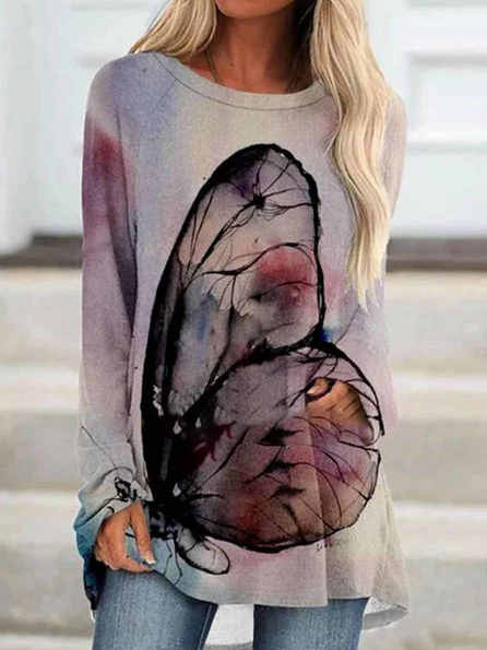 

Loosen Butterfly Casual Shirts & Tops, Multicolor, Tunics