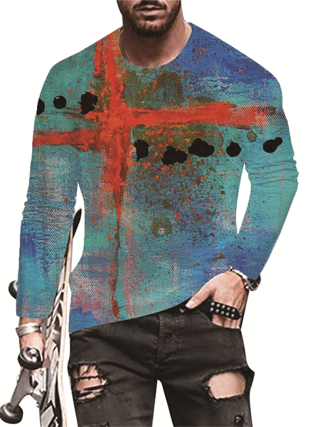 

Crew Neck Long Sleeve Casual T-shirt, Color, Men's t-shirts