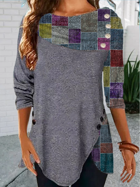 

Plus size Long Sleeve Casual Shirts & Tops, Multicolor, T-Shirts