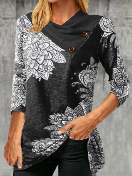 

Cowl Neck Casual Shirts & Tops, Deep gray, Tops
