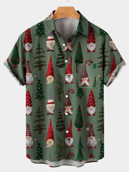 

Christmas Goblin Shirt Collar Short Sleeve Shirts & Tops, Green, Shirts