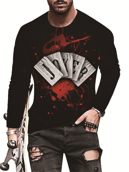 

Crew Neck Long Sleeve Casual T-shirt, Color1, Men's t-shirts