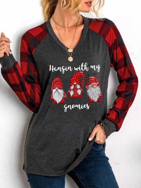 

Merry Christmas Goblin V Neck Casual Shirts & Tops, Red, Hoodies&Sweatshirts