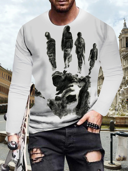Long Sleeve Crew Neck T-shirt, Color1, Men's t-shirts