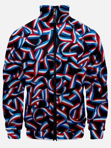 

Long Sleeve Usa/Us/American Stand Collar Jackets, Black, Jackets