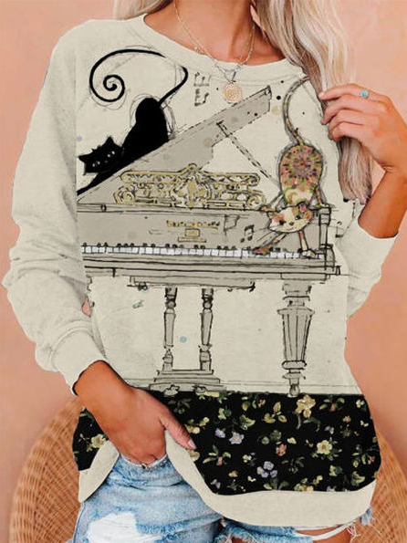 

Loosen Animal Crew Neck Sweatshirt, Multicolor, Hoodies & Sweatshirts