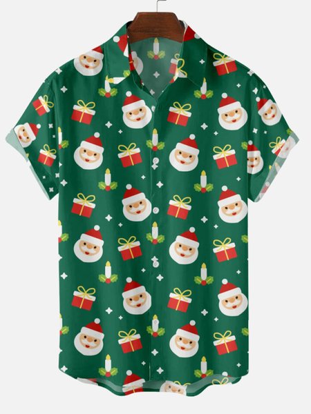 

Santa Claus Christmas Short Sleeve Shirts & Tops, Green, Shirts