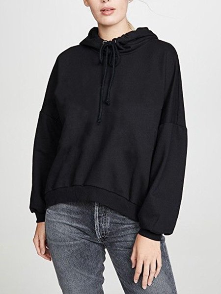 

Long Sleeve Plain Casual Loosen Sweatshirt, Black, Hoodies and Sweatshirts