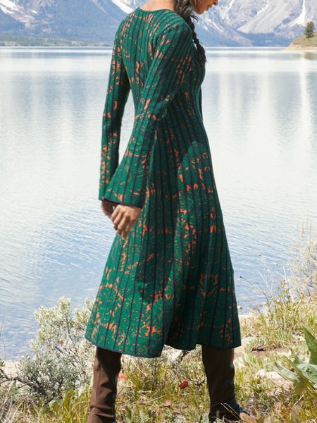 

Loosen Casual Floral Dresses, Green, Maxi Dresses