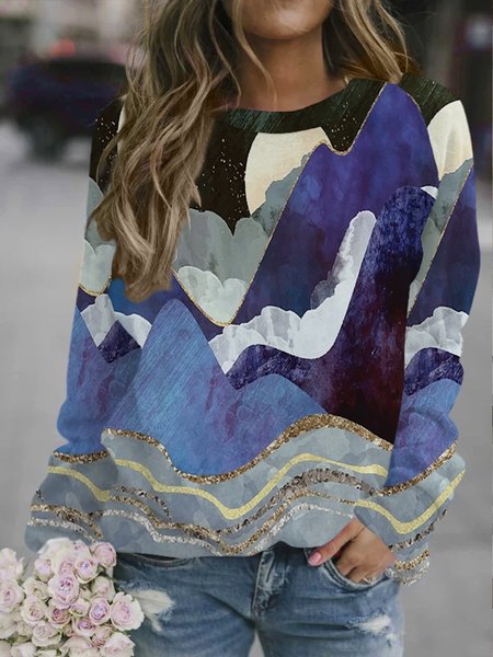 

Abstract Landscape Women's Casual Sweatshirt, As picture, Hoodies&Sweatshirts