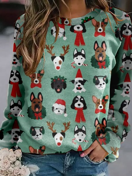 

Christmas Cute Dog Casual Sweatshirt, As picture, Hoodies&Sweatshirts