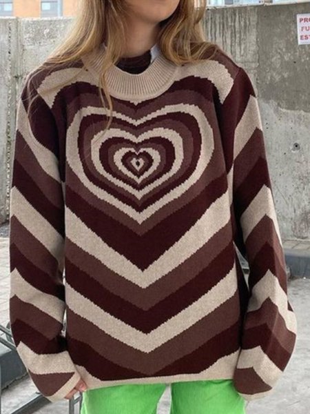 

Casual Statement Regular Fit Color Block Statement Sweater, Coffee, Pullovers