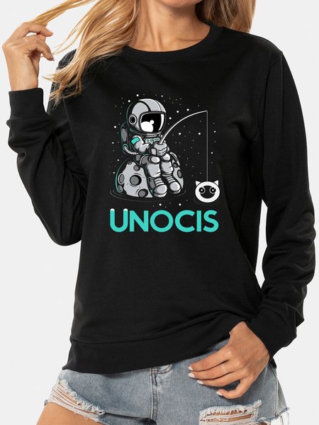 

Unocis Funny Print Long Sleeves Sweatshirts, Black, Hoodies