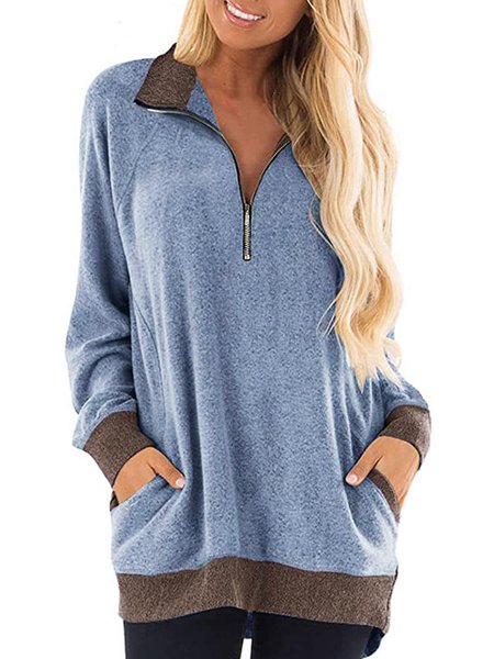 

V Neck Casual Sweatshirts, Blue, Hoodies & Sweatshirts