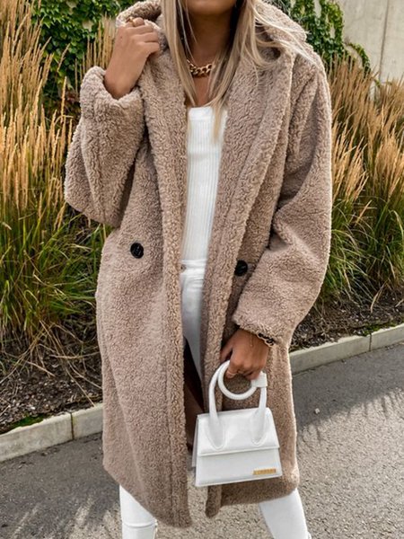 

Casual Loosen Fluff/Granular Fleece Fabric Outerwear, Khaki, Outerwear