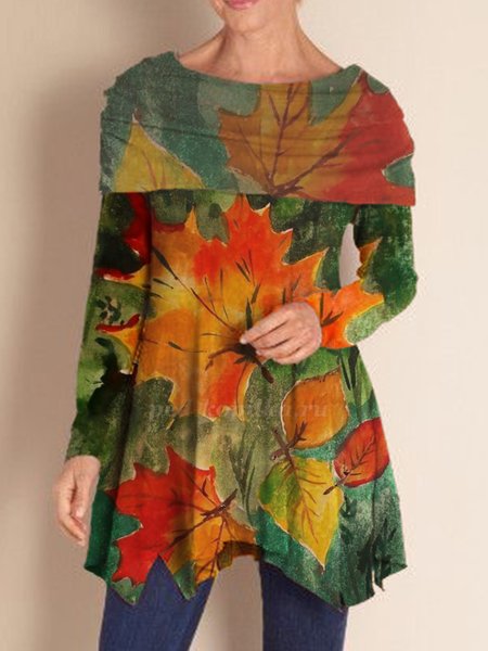 

Casuale Maniche Lunghe Stampato Superiore, Multicolore, Blouses & Shirts