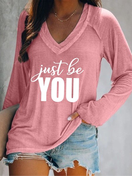 

Just Be You Regular Fit Letter Casual Sweatshirts, Pink, Long sleeves