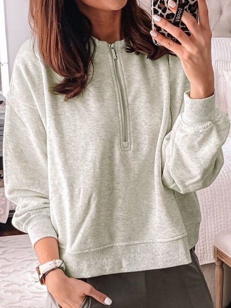 

Pockets Loosen Casual Sweatshirt, Gray, Hoodies & Sweatshirts
